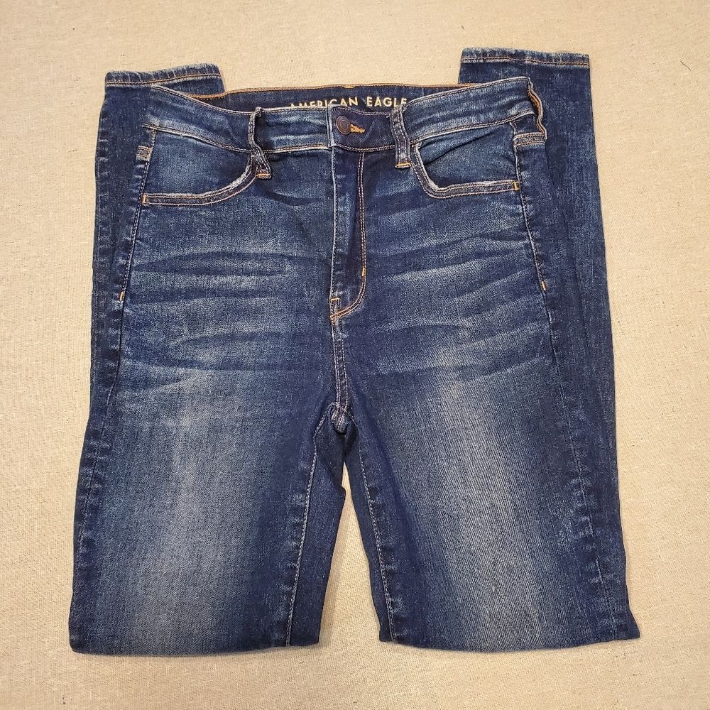 AE American Eagle Distressed Ripped Super Hi-Rise Jegging Jeans 8